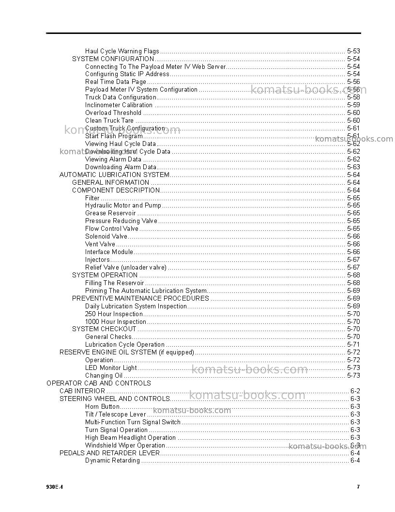 Komatsu 930e-4usa Operation manual cover Page 7