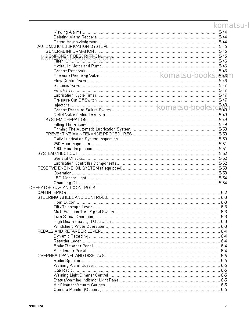 Komatsu 930e-4usa-se Operation manual cover Page 7