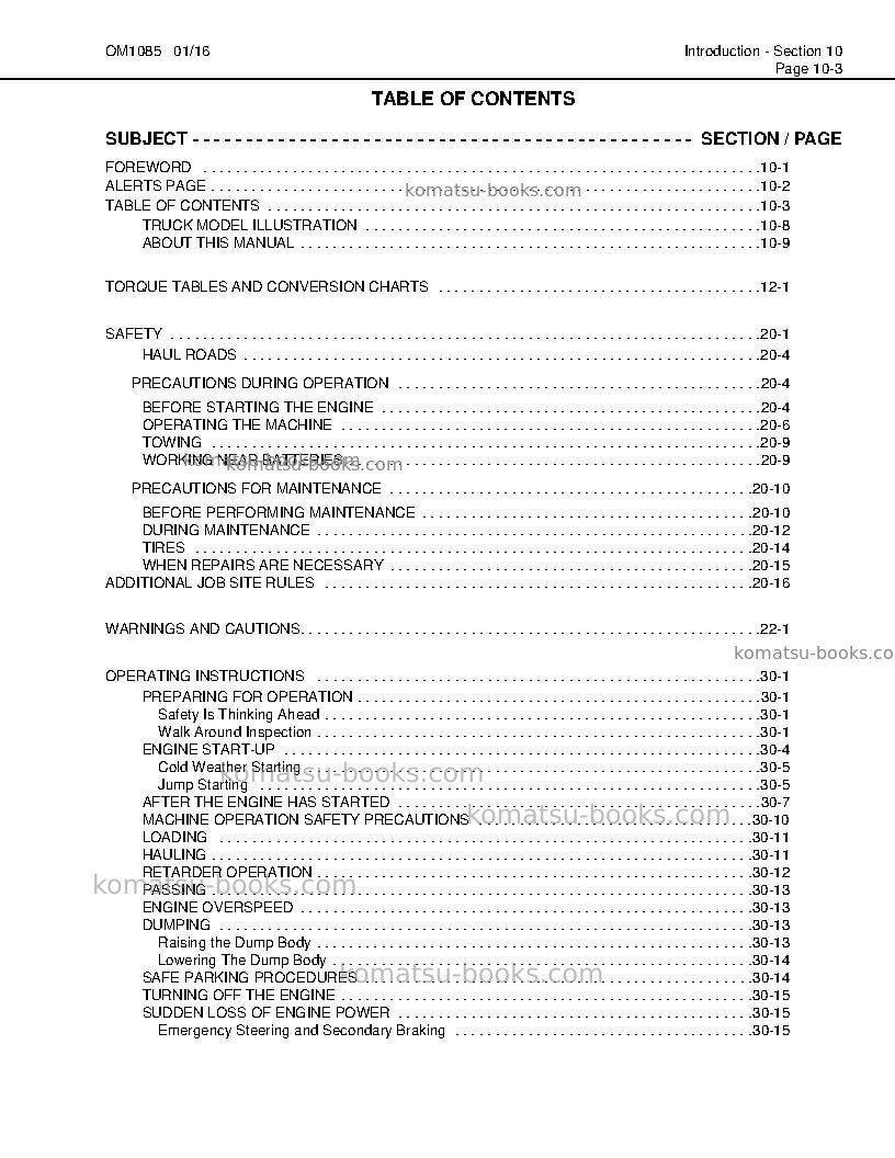 Komatsu hd1500-7usa-w/ ssa16v159 Operation manual cover Page 7