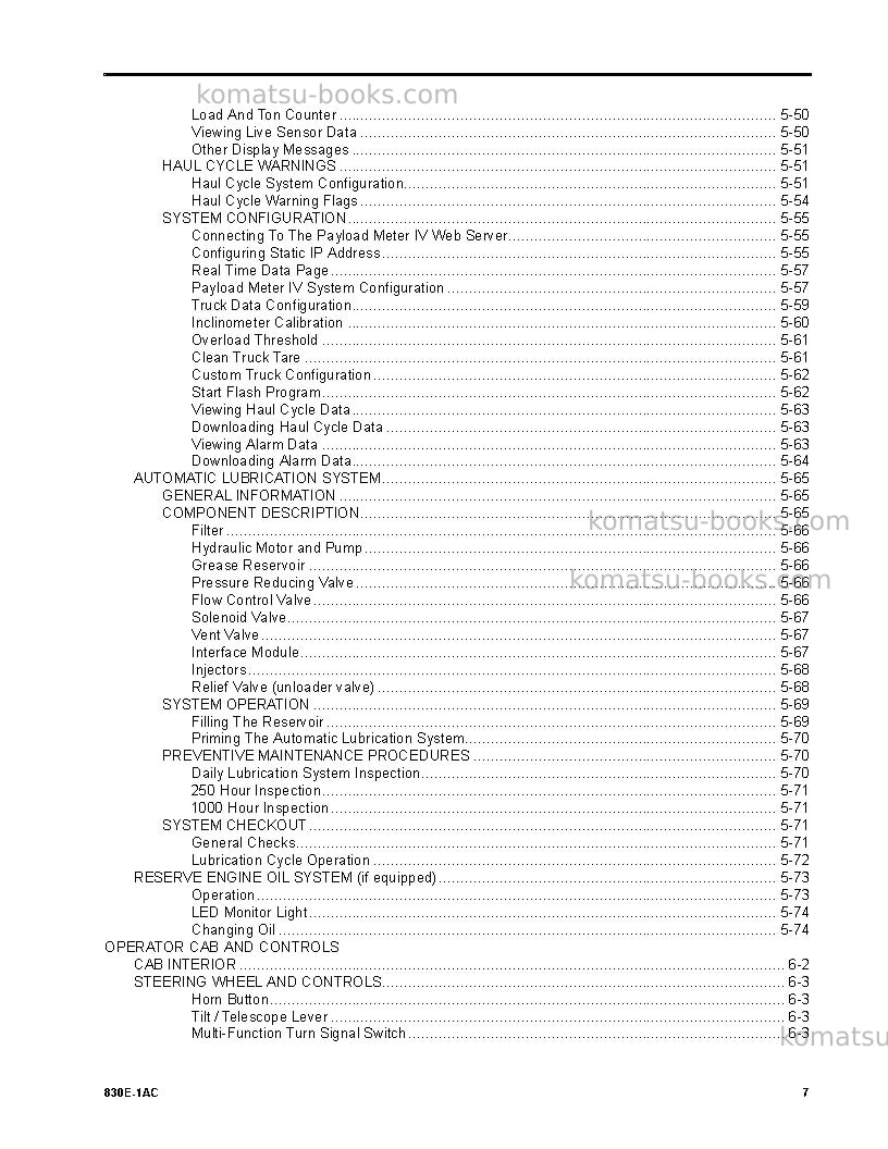 Komatsu 830e-1usa-ac Operation manual cover Page 7 Komatsu 830e-1usa-ac Operation manual cover Page 7