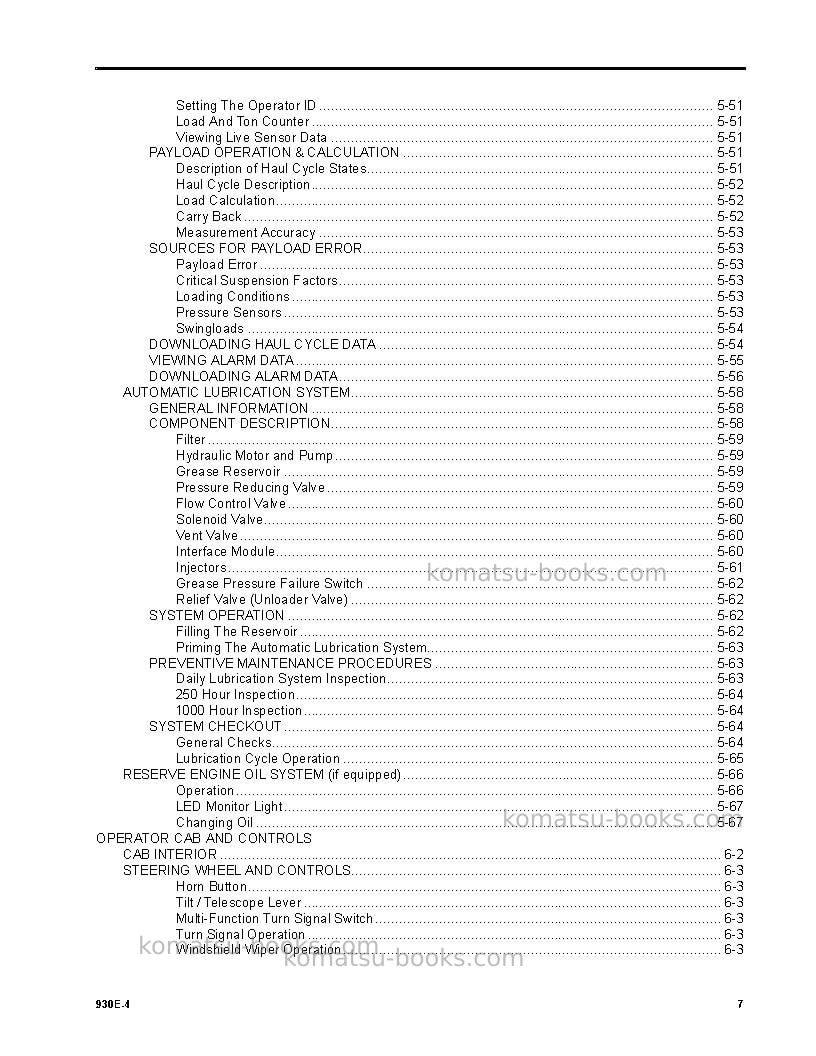 Komatsu 930e-4usa Operation manual cover Page 7 Komatsu 930e-4usa Operation manual cover Page 7