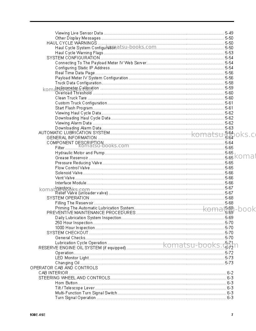 Komatsu 930e-4usa-se Operation manual cover Page 7 Komatsu 930e-4usa-se Operation manual cover Page 7