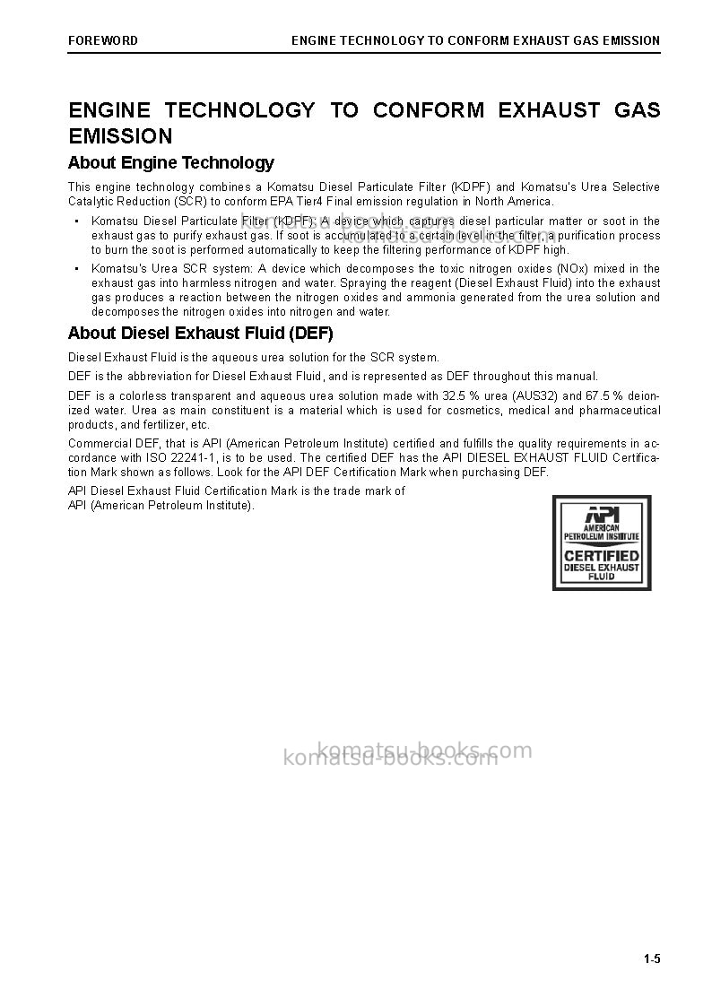 Komatsu wa270-8usa Operation manual cover Page 7