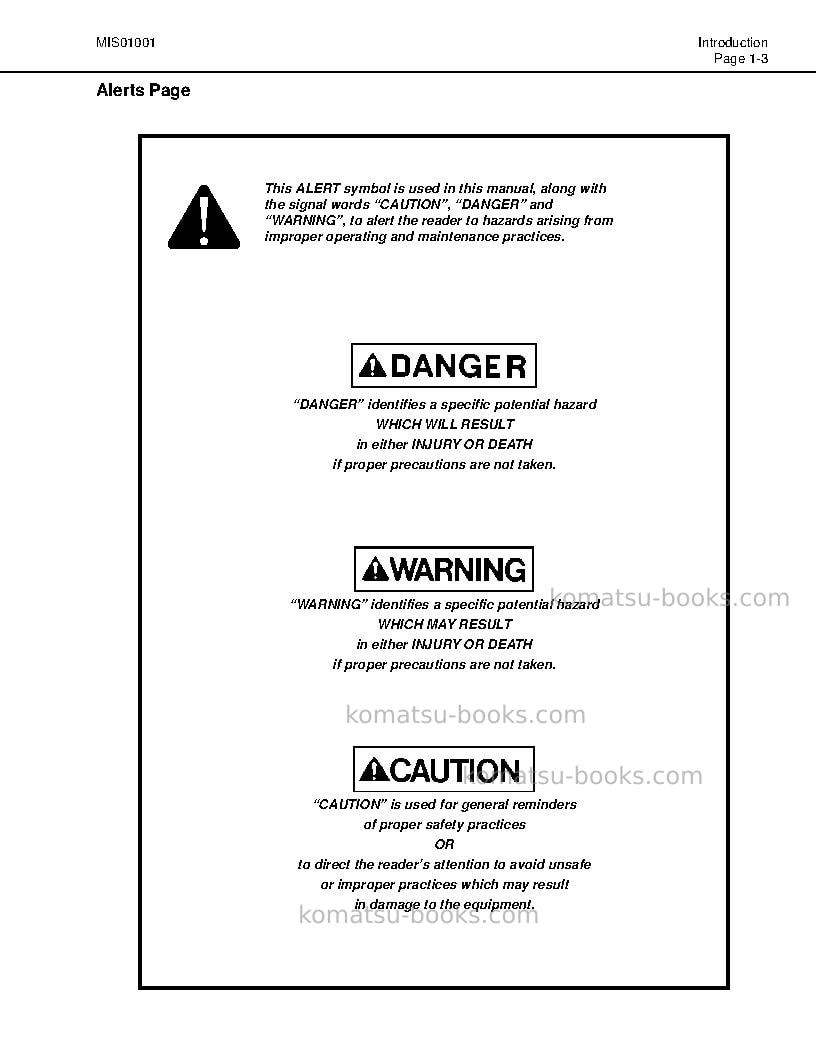 Komatsu 860e-1usa-k Operation manual cover Page 7