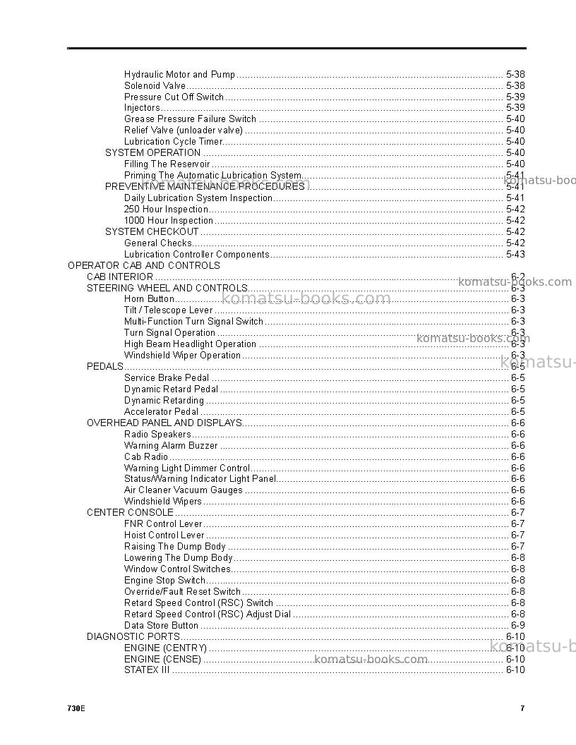 Komatsu 730eusa Operation manual cover Page 7 Komatsu 730eusa Operation manual cover Page 7