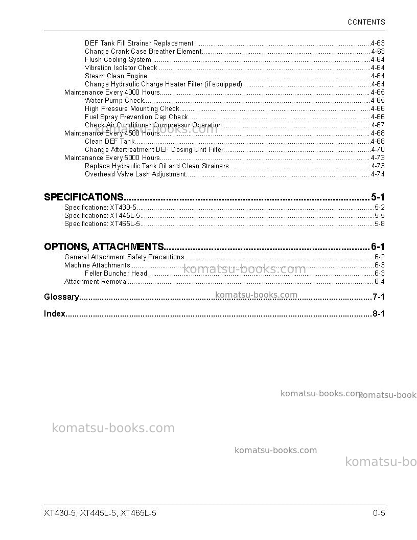 Komatsu xt430-5usa Operation manual cover Page 7 Komatsu xt430-5usa Operation manual cover Page 7