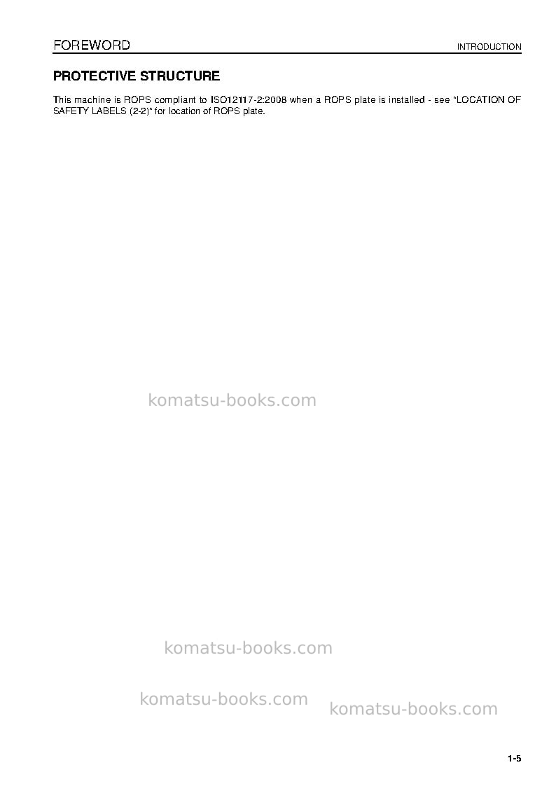 Komatsu pc350lc-8usa-m0 Operation manual cover Page 7