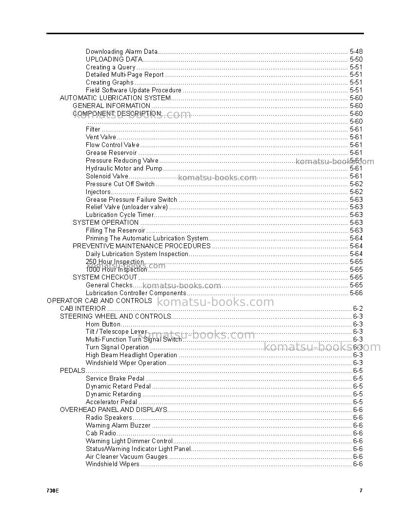Komatsu 730eusa Operation manual cover Page 7