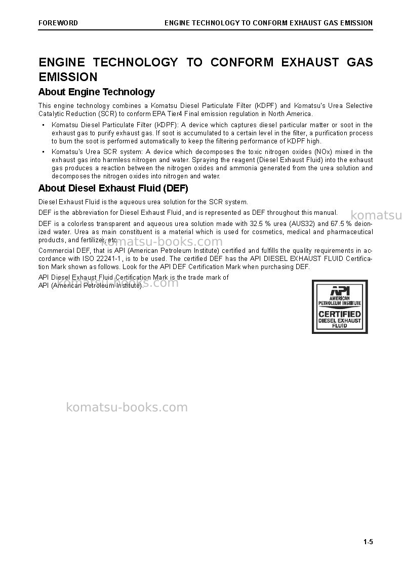 Komatsu wa480-8usa Operation manual cover Page 7 Komatsu wa480-8usa Operation manual cover Page 7