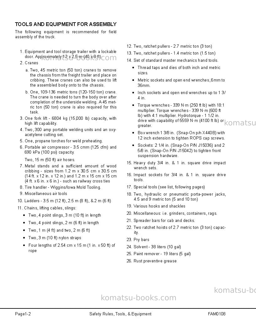 Komatsu 930e-3usa-se Field assembly manual cover Page 7 Komatsu 930e-3usa-se Field assembly manual cover Page 7