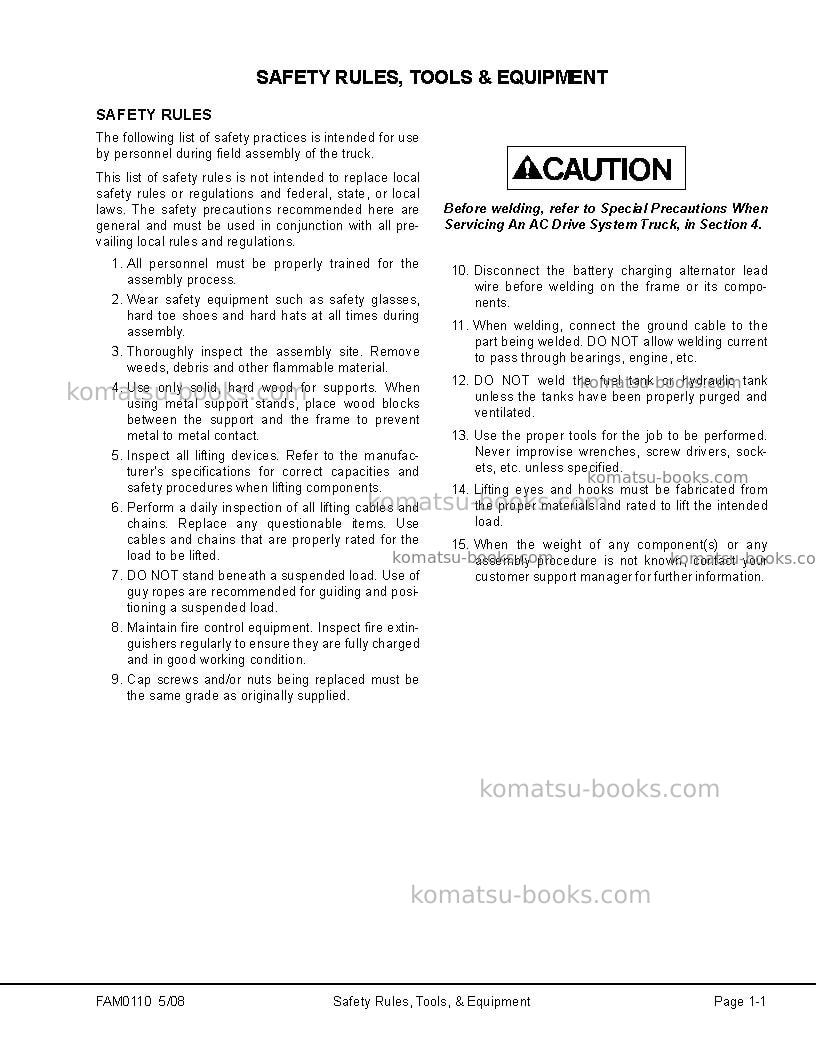 Komatsu 830e-acusa Field assembly manual cover Page 7