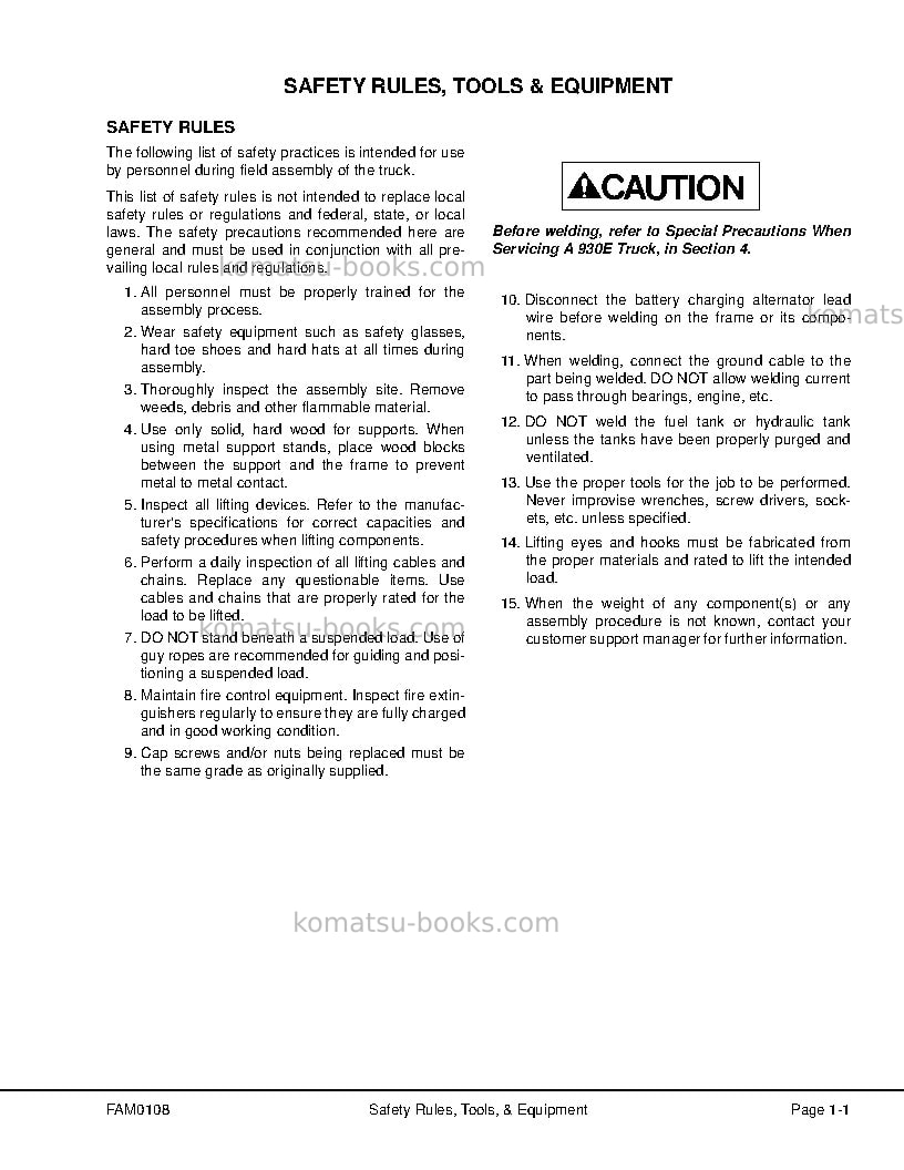 Komatsu 930e-4usa-se Field assembly manual cover Page 7