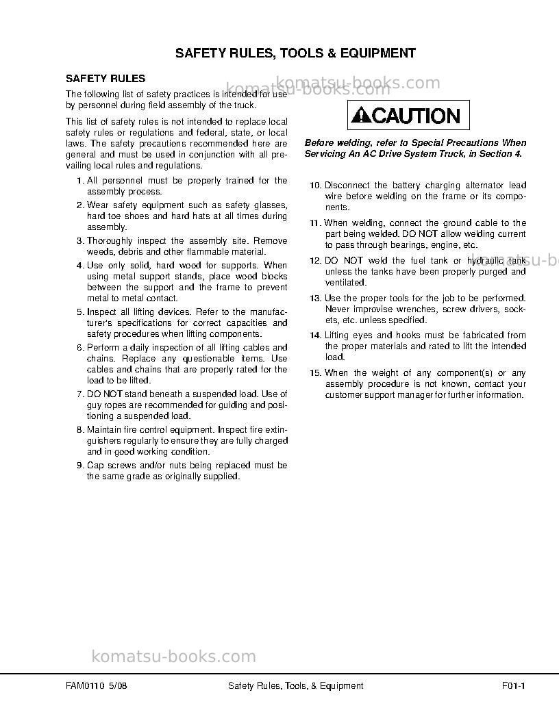 Komatsu 830e-1usa-ac Field assembly manual cover Page 7 Komatsu 830e-1usa-ac Field assembly manual cover Page 7