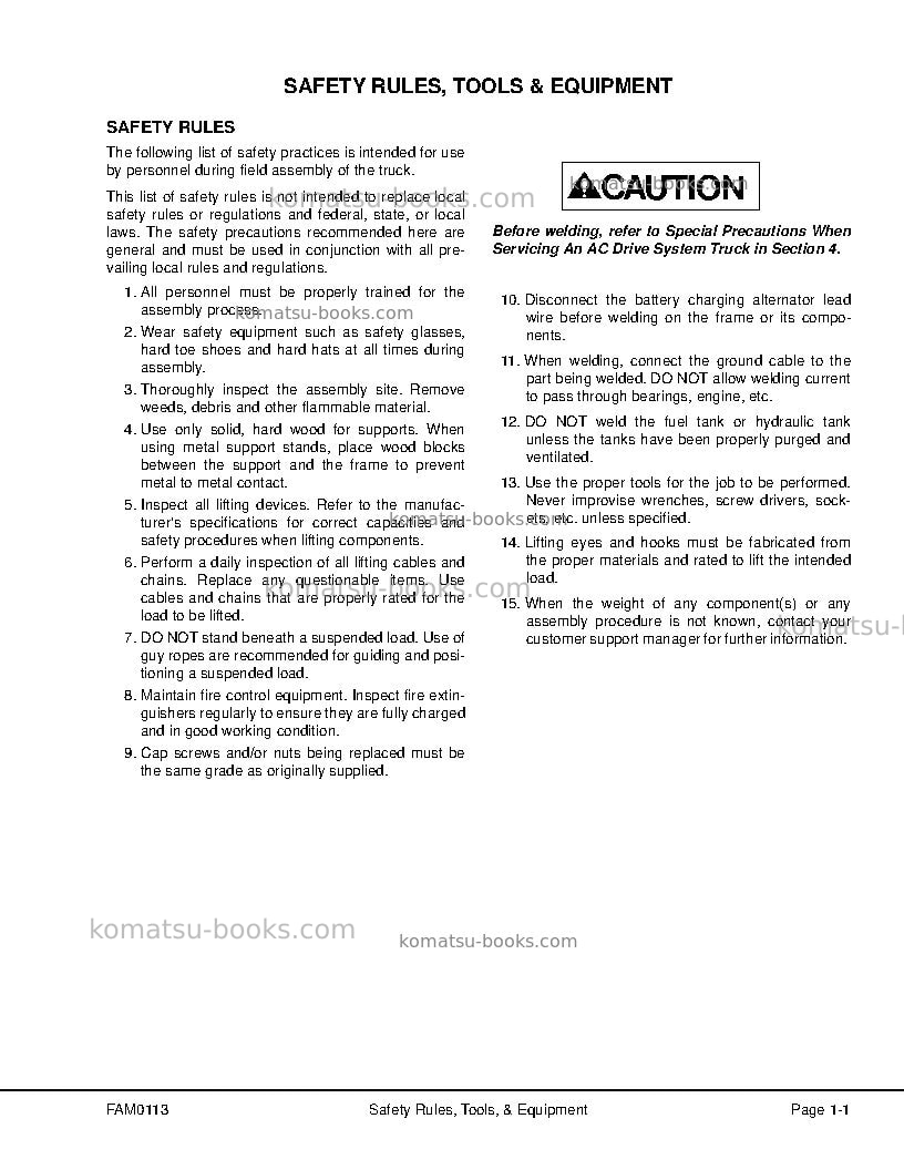 Komatsu 960e-1usa Field assembly manual cover Page 7