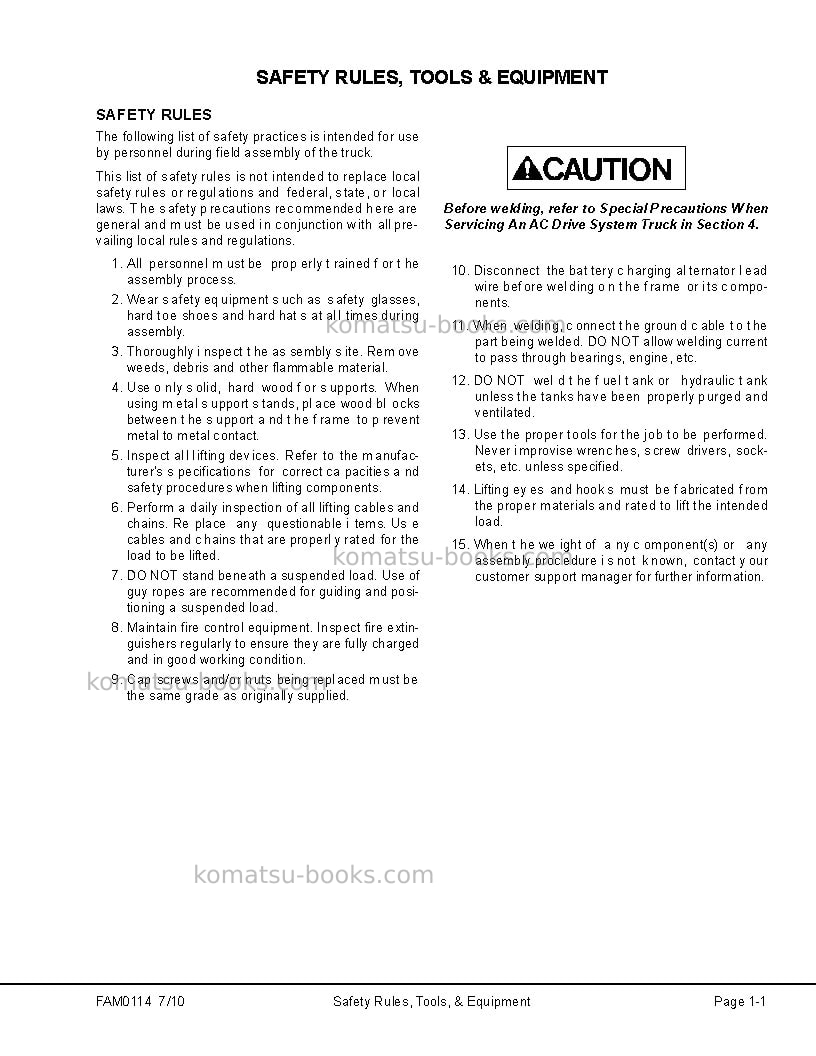 Komatsu 860e-1usa-kt Field assembly manual cover Page 7