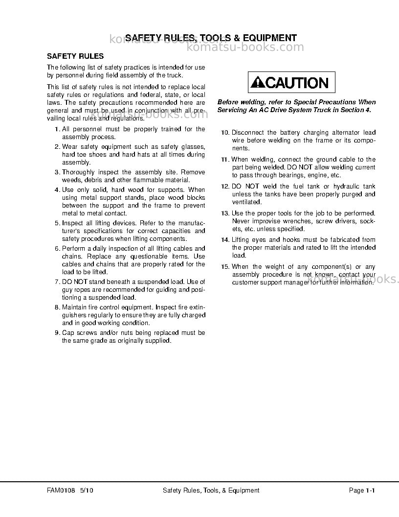 Komatsu 930e-4usa Field assembly manual cover Page 7