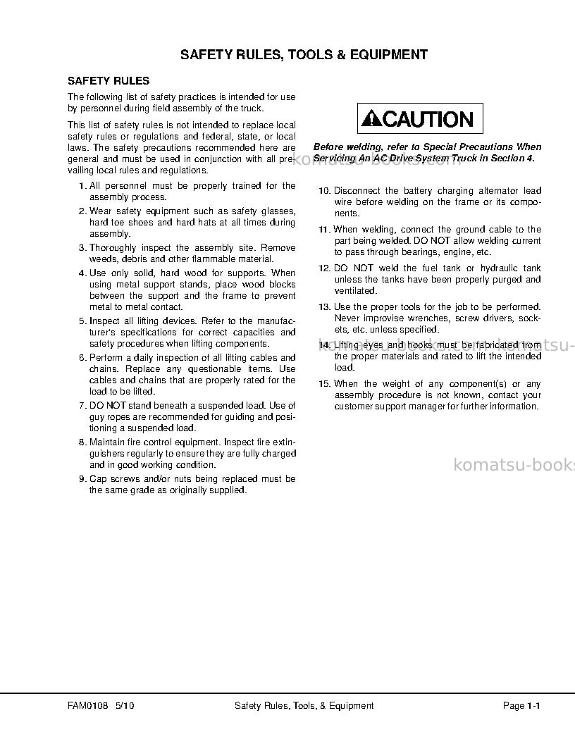 Komatsu 930e-4usa-se Field assembly manual cover Page 7 Komatsu 930e-4usa-se Field assembly manual cover Page 7