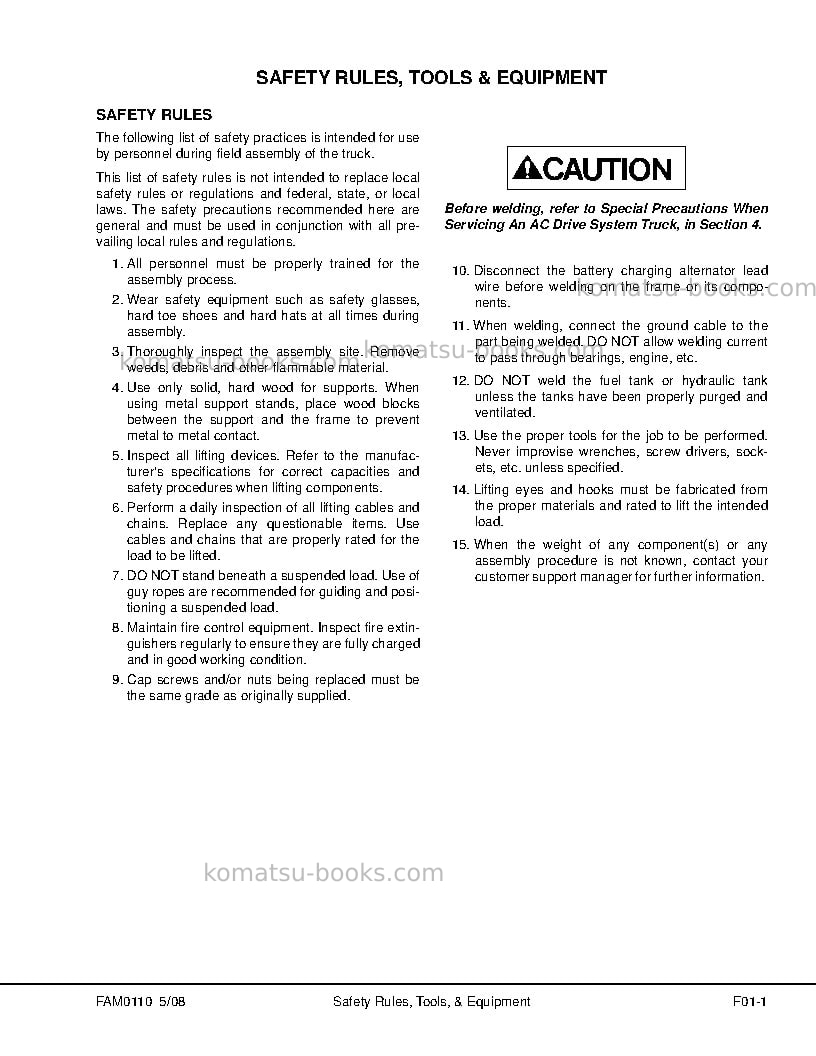 Komatsu 830e-1usa-ac Field assembly manual cover Page 7 Komatsu 830e-1usa-ac Field assembly manual cover Page 7