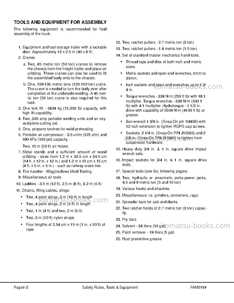 Komatsu 960e-2usa-k Field assembly manual cover Page 7 Komatsu 960e-2usa-k Field assembly manual cover Page 7