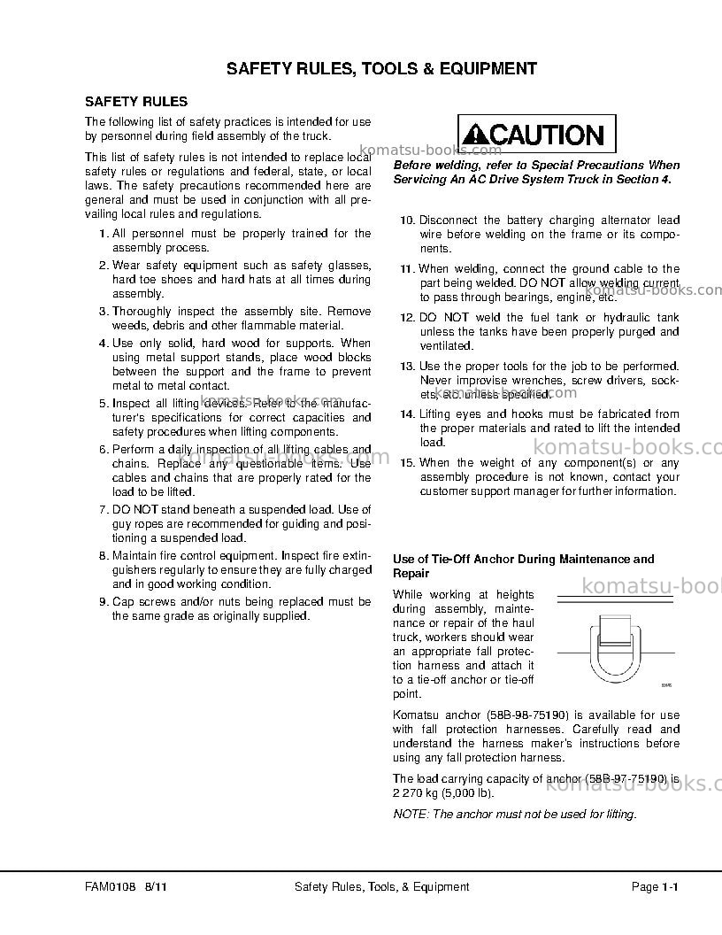 Komatsu 930e-4usa Field assembly manual cover Page 7