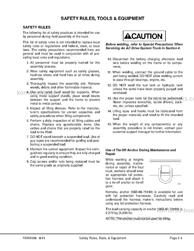 Komatsu 930e-4usa-se Field assembly manual cover Page 7 Komatsu 930e-4usa-se Field assembly manual cover Page 7