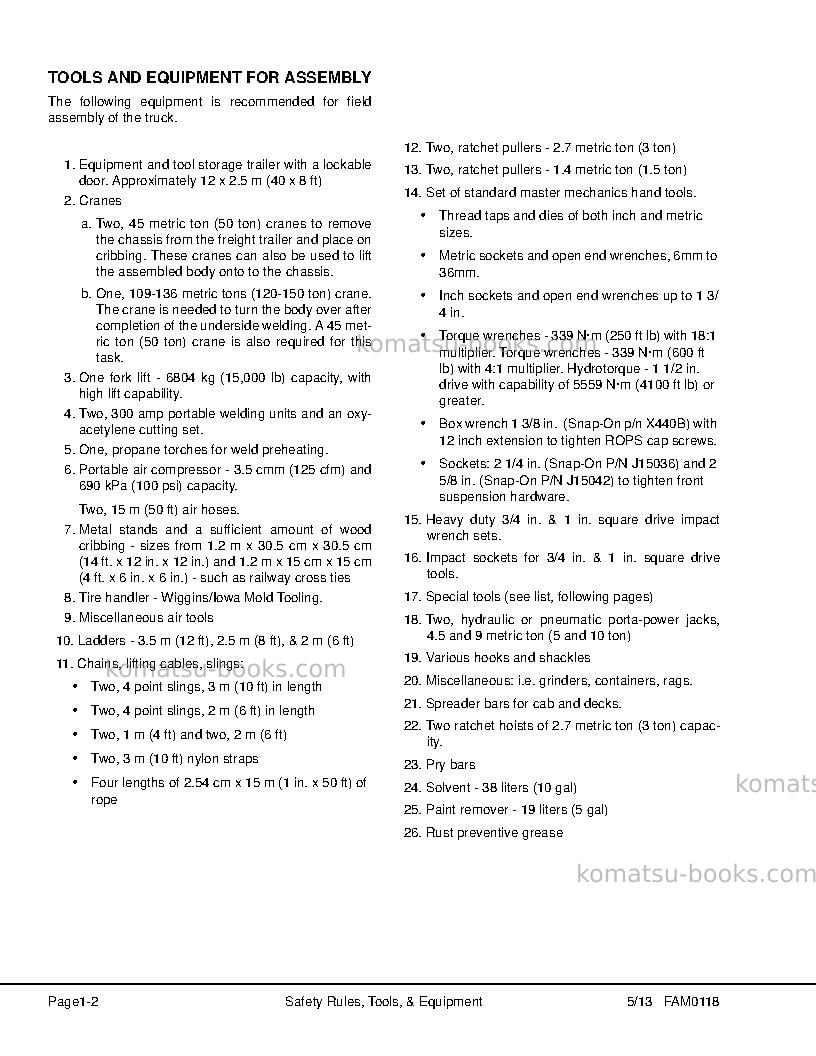 Komatsu 960e-2usa Field assembly manual cover Page 7