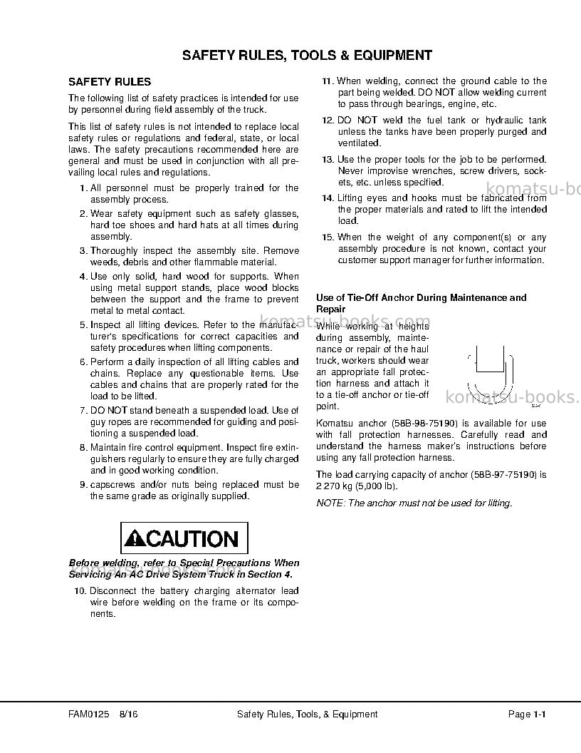 Komatsu 930e-4usa Field assembly manual cover Page 7 Komatsu 930e-4usa Field assembly manual cover Page 7