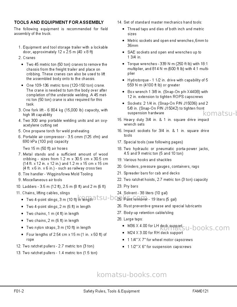 Komatsu 730e-8usa Field assembly manual cover Page 7 Komatsu 730e-8usa Field assembly manual cover Page 7