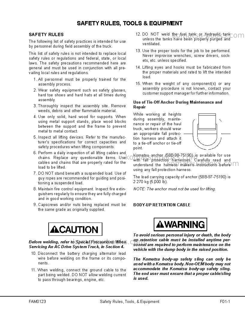 Komatsu 830e-1usa-ac Field assembly manual cover Page 7 Komatsu 830e-1usa-ac Field assembly manual cover Page 7