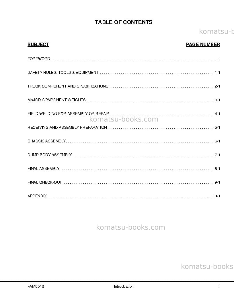 Komatsu 860e-1usa-kt - high voltage trolley for exxaro Field assembly manual cover Page 7 Komatsu 860e-1usa-kt - high voltage trolley for exxaro Field assembly manual cover Page 7