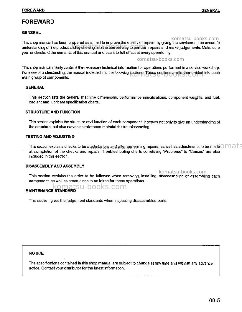 Komatsu wa420-3usa-l Repair & maintenance cover Page 7