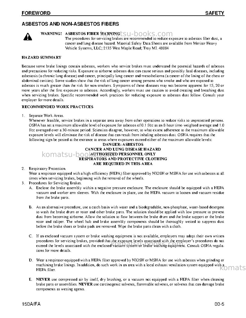 Komatsu 150fa Repair & maintenance cover Page 7