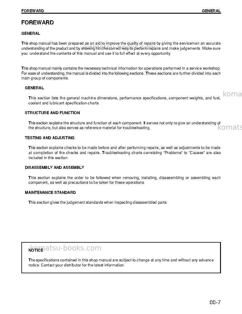 Komatsu wa180pt-3usa-l Repair & maintenance cover Page 7