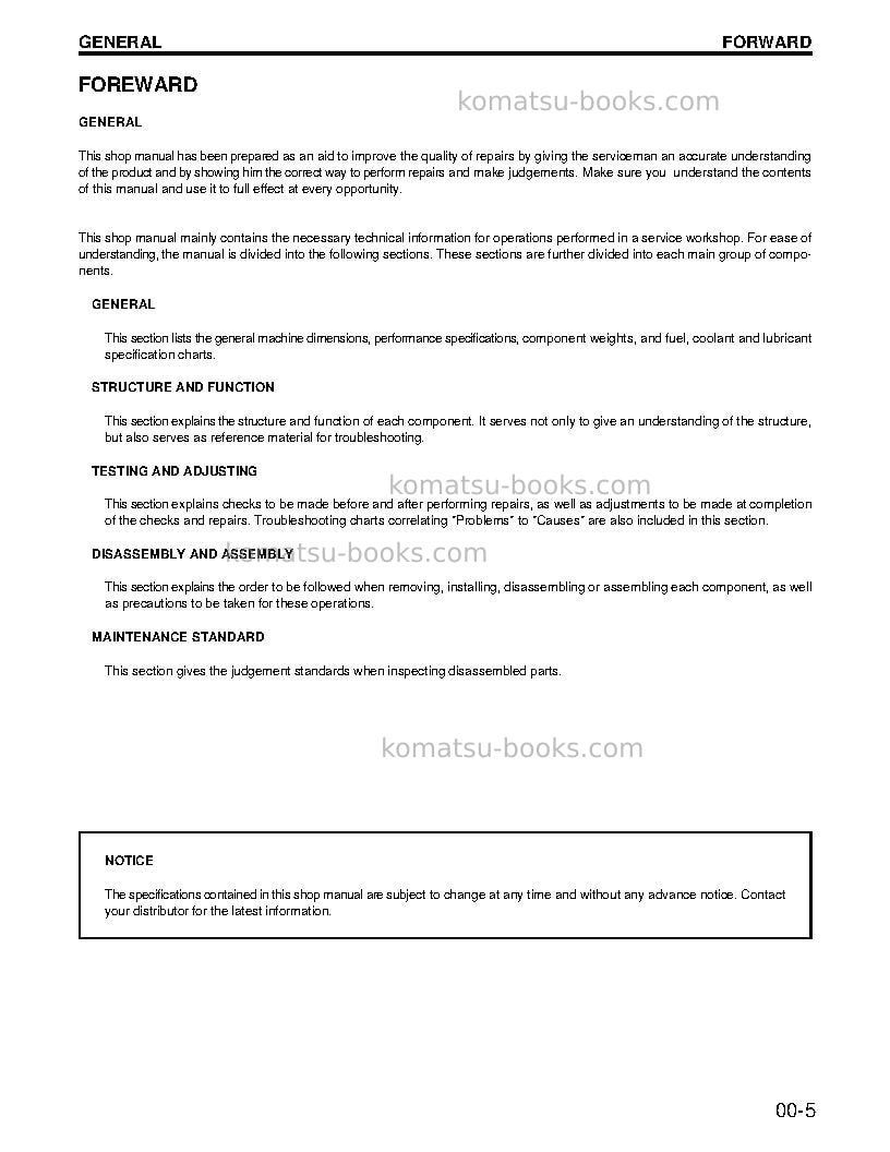 Komatsu wa120-3usa-l Repair & maintenance cover Page 7