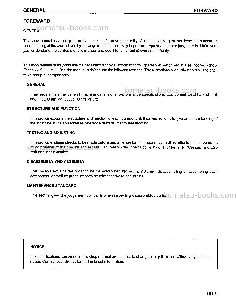 Komatsu wa900-1usa-lc Repair & maintenance cover Page 7