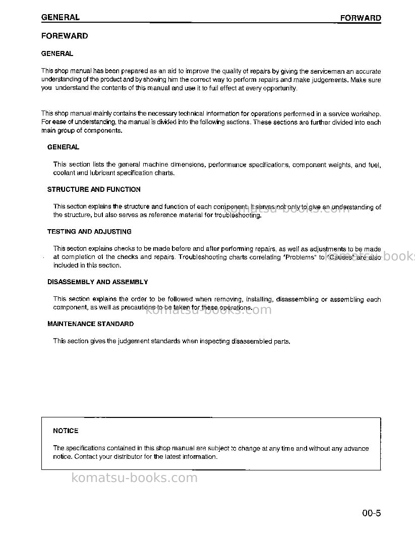 Komatsu wa800-2usa-lc Repair & maintenance cover Page 7