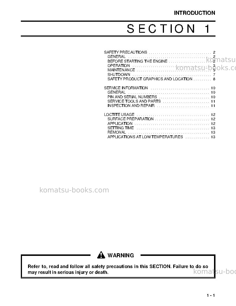 Komatsu d38p-1usa Repair & maintenance cover Page 7