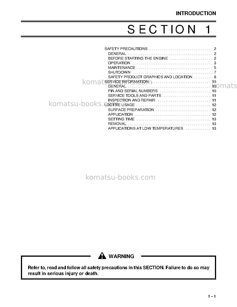 Komatsu td-7h Repair & maintenance cover Page 7 Komatsu td-7h Repair & maintenance cover Page 7