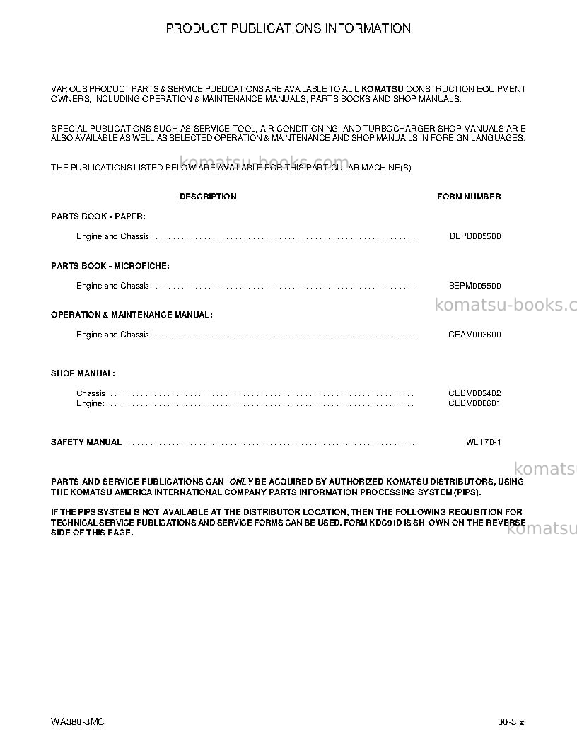 Komatsu wa380-3usa-mc Repair & maintenance cover Page 7