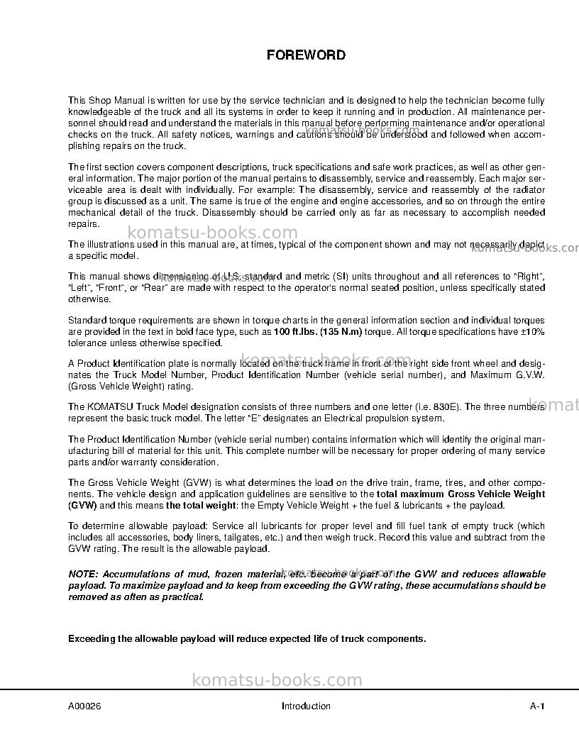 Komatsu 830eusa Repair & maintenance cover Page 7