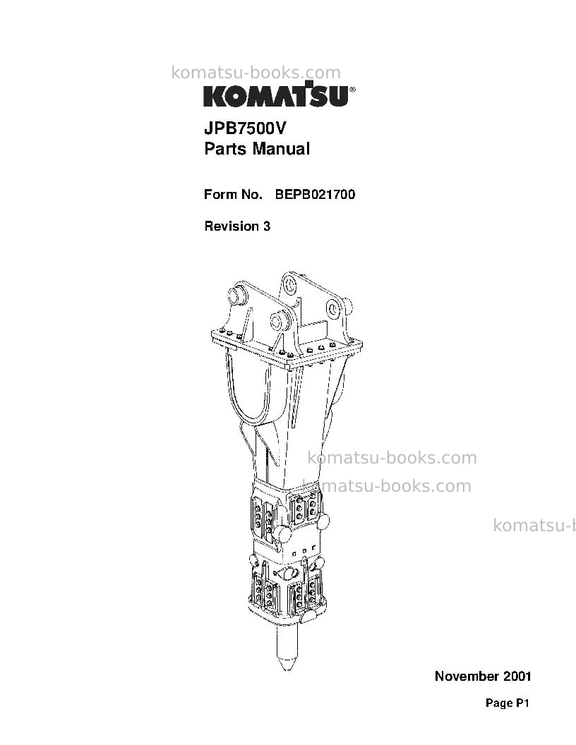 Komatsu jpb7500vusa Repair & maintenance cover Page 7