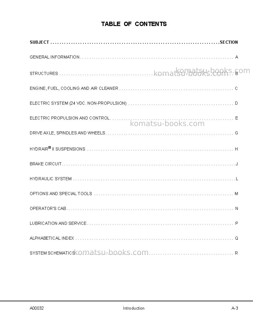Komatsu 830eusa Repair & maintenance cover Page 7 Komatsu 830eusa Repair & maintenance cover Page 7