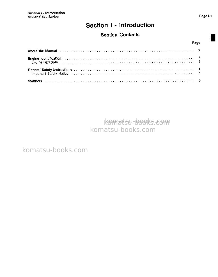 Komatsu 410usa Repair & maintenance cover Page 7 Komatsu 410usa Repair & maintenance cover Page 7