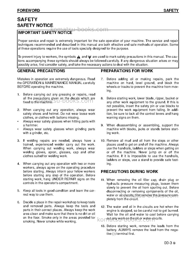 Komatsu 12v140z-1jpn Repair & maintenance cover Page 7 Komatsu 12v140z-1jpn Repair & maintenance cover Page 7