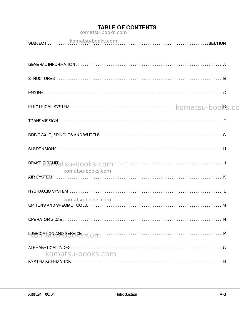 Komatsu hd785-5usa-lc Repair & maintenance cover Page 7 Komatsu hd785-5usa-lc Repair & maintenance cover Page 7