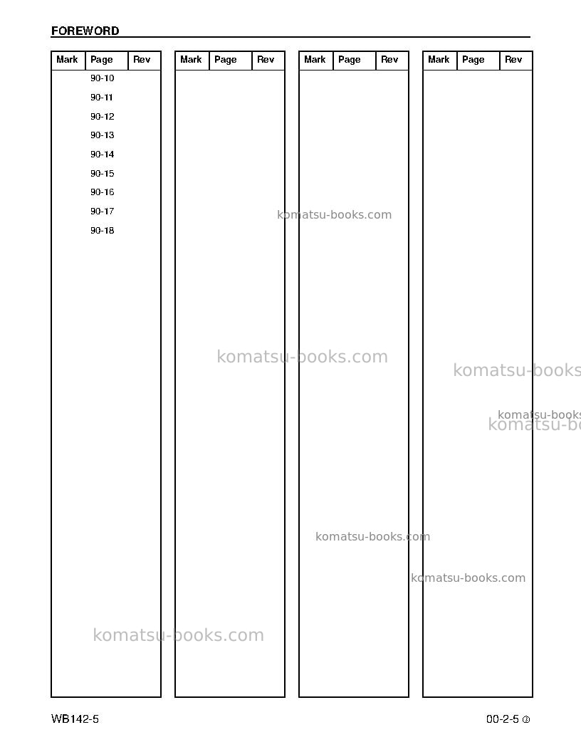 Komatsu wb142-5usa Repair & maintenance cover Page 7 Komatsu wb142-5usa Repair & maintenance cover Page 7