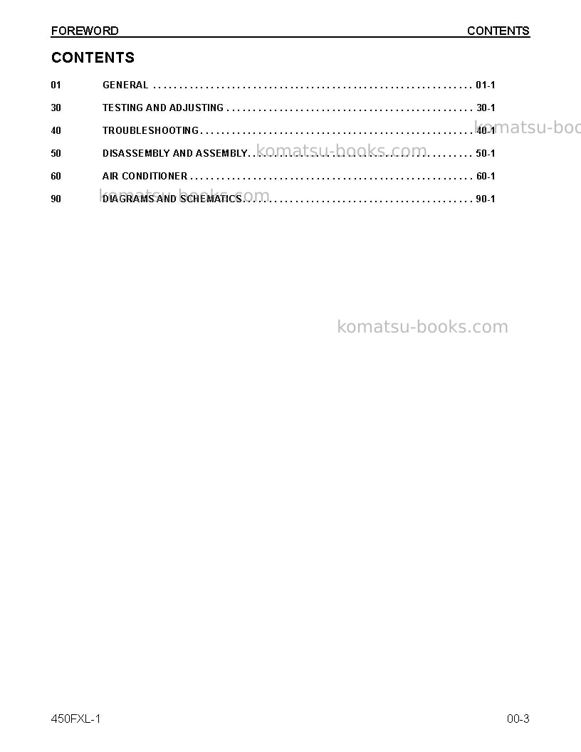 Komatsu 450fxl-1usa Repair & maintenance cover Page 7 Komatsu 450fxl-1usa Repair & maintenance cover Page 7