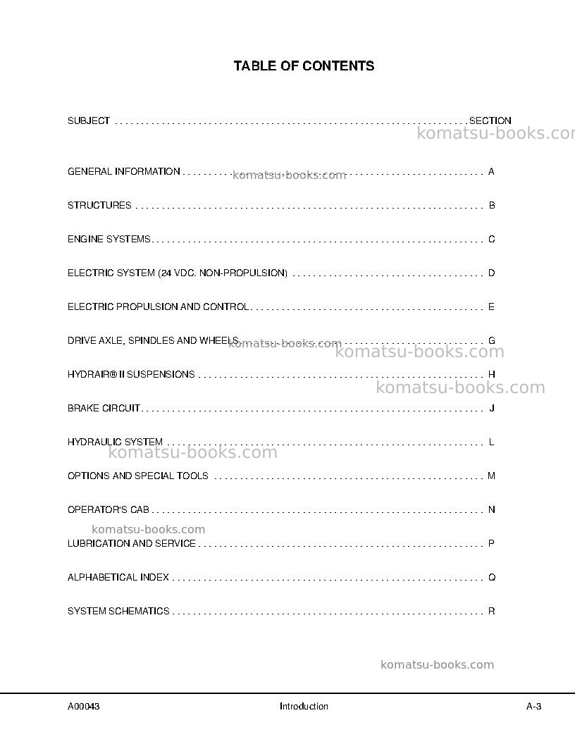 Komatsu 930e-4usa-se Repair & maintenance cover Page 7 Komatsu 930e-4usa-se Repair & maintenance cover Page 7