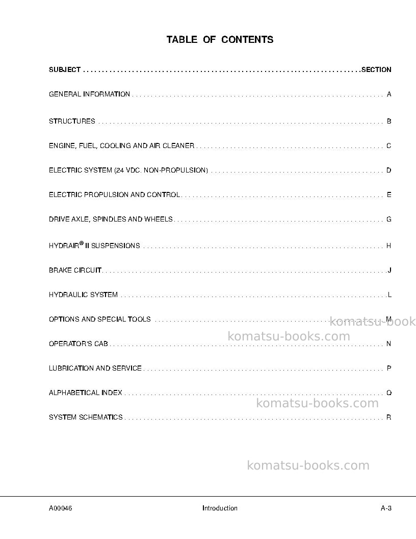 Komatsu 830e-1usa-ac Repair & maintenance cover Page 7 Komatsu 830e-1usa-ac Repair & maintenance cover Page 7