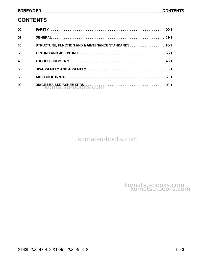 Komatsu xt430-2usa Repair & maintenance cover Page 7